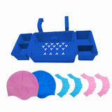Maxbell Pool Storage Basket Sturdy with Hand Flippers for Drinks Beverage Towels blue