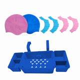 Maxbell Pool Storage Basket Sturdy with Hand Flippers for Drinks Beverage Towels blue