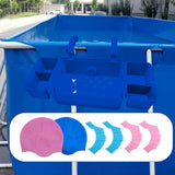 Maxbell Pool Storage Basket Sturdy with Hand Flippers for Drinks Beverage Towels blue