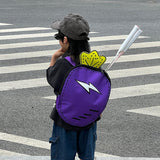 Maxbell Kids Backpack Cartoon Carrier Badminton Bag for Outdoor Sports Camping Girls Purple