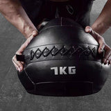 Maxbell Soft Medicine Ball PU Leather for Core Strength Cross Training Weightlifting Black 1 KG