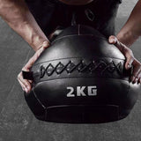 Maxbell Soft Medicine Ball PU Leather for Core Strength Cross Training Weightlifting Black 2 KG