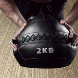 Maxbell Soft Medicine Ball PU Leather for Core Strength Cross Training Weightlifting Black 2 KG