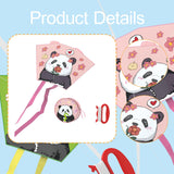 Maxbell Panda Kite Portable Boys Girls Flying Toy for Outdoor Game Grassland Garden Pink