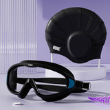 Maxbell Swimmer Glasses with Swim Cap Swimming Glasses Swim Eyewear Swimming Goggles Black