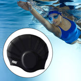 Maxbell Waterproof Swimming Hat Silicone Swim Cap for Women Men Pool Long/Short Hair Black