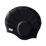 Maxbell Waterproof Swimming Hat Silicone Swim Cap for Women Men Pool Long/Short Hair Black