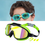 Maxbell Kids Swim Goggles Wide Vision Swim Glasses for Boys Girls Beach Water Sports Green Black