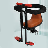 Maxbell Child Bike Seat Heavy Duty Carbon Steel for Electric Bike Padded Sponge Seat Brown Full Enclosure