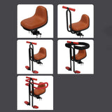 Maxbell Child Bike Seat Heavy Duty Carbon Steel for Electric Bike Padded Sponge Seat Brown with Handlebar