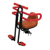 Maxbell Child Bike Seat Heavy Duty Carbon Steel for Electric Bike Padded Sponge Seat Brown with Handlebar