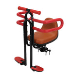 Maxbell Child Bike Seat Heavy Duty Carbon Steel for Electric Bike Padded Sponge Seat Brown with Handlebar