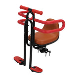 Maxbell Child Bike Seat Heavy Duty Carbon Steel for Electric Bike Padded Sponge Seat Brown with Handlebar