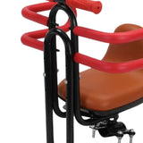 Maxbell Child Bike Seat Heavy Duty Carbon Steel for Electric Bike Padded Sponge Seat Brown with Handlebar