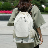 Maxbell Tennis Backpack Portable Badminton Racket Bag for Men Gym Outdoor Activities Beige White