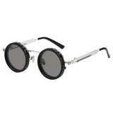 Maxbell Adjustable Polarized Sunglasses Rounded Glasses for Beach Outdoor Activities black silver