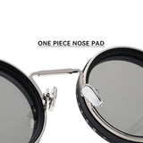 Maxbell Adjustable Polarized Sunglasses Rounded Glasses for Beach Outdoor Activities black silver