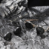 Maxbell Adjustable Polarized Sunglasses Rounded Glasses for Beach Outdoor Activities black silver