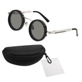 Maxbell Adjustable Polarized Sunglasses Rounded Glasses for Beach Outdoor Activities black silver