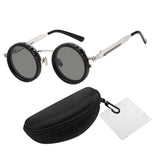 Maxbell Adjustable Polarized Sunglasses Rounded Glasses for Beach Outdoor Activities black silver