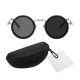 Maxbell Adjustable Polarized Sunglasses Rounded Glasses for Beach Outdoor Activities black silver