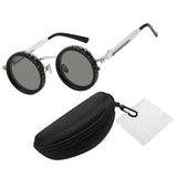 Maxbell Adjustable Polarized Sunglasses Rounded Glasses for Beach Outdoor Activities black silver