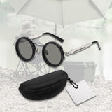 Maxbell Adjustable Polarized Sunglasses Rounded Glasses for Beach Outdoor Activities black silver