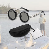 Maxbell Adjustable Polarized Sunglasses Rounded Glasses for Beach Outdoor Activities black silver