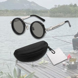 Maxbell Adjustable Polarized Sunglasses Rounded Glasses for Beach Outdoor Activities black silver