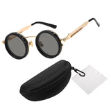 Maxbell Adjustable Polarized Sunglasses Rounded Glasses for Beach Outdoor Activities black gold