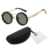 Maxbell Adjustable Polarized Sunglasses Rounded Glasses for Beach Outdoor Activities black gold