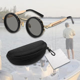 Maxbell Adjustable Polarized Sunglasses Rounded Glasses for Beach Outdoor Activities black gold