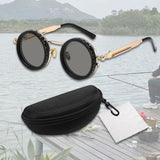 Maxbell Adjustable Polarized Sunglasses Rounded Glasses for Beach Outdoor Activities black gold