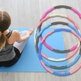 Maxbell Weighted Fitness Hoop Training Comfortable Exercise Hoop for Travel Home Gym Rose red and gray