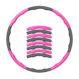 Maxbell Weighted Fitness Hoop Training Comfortable Exercise Hoop for Travel Home Gym Rose red and gray