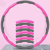 Maxbell Weighted Fitness Hoop Training Comfortable Exercise Hoop for Travel Home Gym Rose red and gray