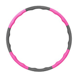 Maxbell Weighted Fitness Hoop Training Comfortable Exercise Hoop for Travel Home Gym Rose red and gray