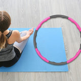 Maxbell Weighted Fitness Hoop Training Comfortable Exercise Hoop for Travel Home Gym Rose red and gray