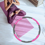 Maxbell Weighted Fitness Hoop Training Comfortable Exercise Hoop for Travel Home Gym Rose red and gray
