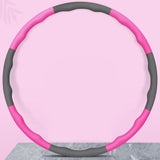 Maxbell Weighted Fitness Hoop Training Comfortable Exercise Hoop for Travel Home Gym Rose red and gray