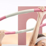 Maxbell Weighted Fitness Hoop Training Comfortable Exercise Hoop for Travel Home Gym Pink and white