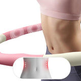Maxbell Weighted Fitness Hoop Training Comfortable Exercise Hoop for Travel Home Gym Pink and white