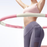 Maxbell Weighted Fitness Hoop Training Comfortable Exercise Hoop for Travel Home Gym Pink and white