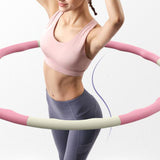 Maxbell Weighted Fitness Hoop Training Comfortable Exercise Hoop for Travel Home Gym Pink and white