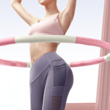 Maxbell Weighted Fitness Hoop Training Comfortable Exercise Hoop for Travel Home Gym Pink and white