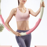 Maxbell Weighted Fitness Hoop Training Comfortable Exercise Hoop for Travel Home Gym Pink and white