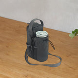 Maxbell Water Bottle Carrier Drawstring Crossbody Purse for Travel Workout Men Women black