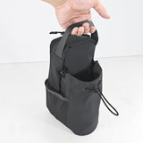 Maxbell Water Bottle Carrier Drawstring Crossbody Purse for Travel Workout Men Women black