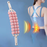 Maxbell 3 Row Roller Massage Stick Tool Calf Rolling Massager for Body Thigh Abdomen Pink