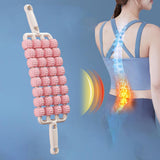 Maxbell 4 Row Roller Massage Stick Tool Calf Rolling Massager for Back Thigh Abdomen Pink